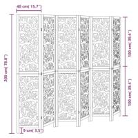 Kamerscherm met 6 panelen massief paulowniahout zwart - thumbnail