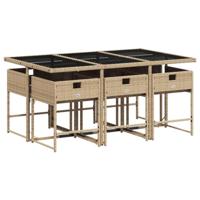 7-delige Tuinset met kussens poly rattan beige - thumbnail