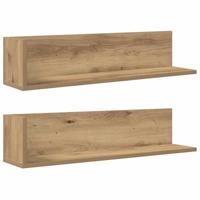 Wandschappen 2 st 75x16,5x16,5 bewerkt hout artisanaal eiken - thumbnail
