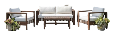 Zambra lounge set 4pcs off-white braided/acacia dark teak look Eurofar - Eurofar Zambra lounge set 4pcs off-white braided/acacia dark teak look Eurofar - Eurofar