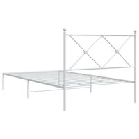 Bedframe met hoofdbord metaal wit 107x203 cm - thumbnail