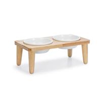 Designed by Lotte Diner set Djeha - hondenvoer bak - hout - 40 x 21 x 14,8 - thumbnail