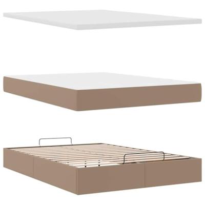 vidaXL Ottoman bed met matras 140x200cm kunstleer cappuccinokleurig, bedframe, ottoman bedframe, bedframe met opbergruimte onder het bed