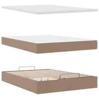 Ottoman bed met matras 140x200cm kunstleer cappuccinokleurig - thumbnail