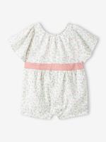 Bloemige combishort voor babymeisjes wit, bedrukt - thumbnail