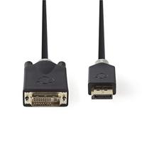 DisplayPort-Kabel - DisplayPort Male - DVI-D 24+1-Pins Male - 1080p - Verguld - 2.00 m - Rond - PVC - Antraciet - Polybag - thumbnail