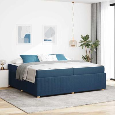 Bedframe met matras met matras Blauw 200 x 200 cm Stof
