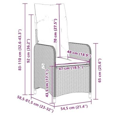 9-delige Bistroset met kussens poly rattan bruin