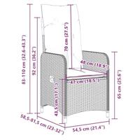 9-delige Bistroset met kussens poly rattan bruin - thumbnail