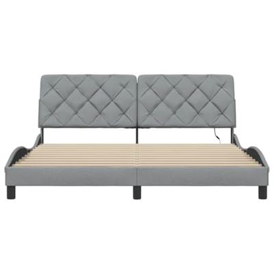 Bedframe met LED zonder matras stof 180x200 cm lichtgrijs