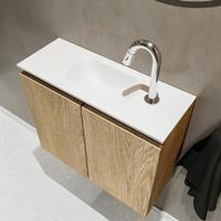 MONDIAZ TURE Fonteinset - 60x23x50cm - 1 kraangat - 2 deuren - washed oak mat - Wasbak midden - Solid Surface Wit FK75341277 - thumbnail