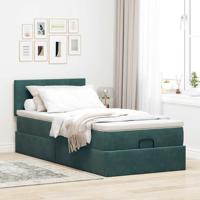 Ottoman bed met matras en LED's 100x200 cm fluweel donkergroen - thumbnail
