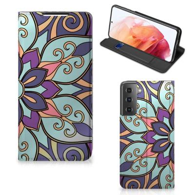 Samsung Galaxy S21 Smart Cover Purple Flower