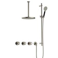 Hotbath Cobber - CW7067 - Inbouw Regendoucheset - Geborsteld Nikkel - 2 Stopkranen - Thermostatisch - Plafondbuis 30 cm - Hoofddouche 300 mm - Ronde Handdouche 3 Standen - Glijstang 900 mm - Waterbesparend - thumbnail