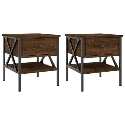 Nachtkastjes 2 st 40x42x45 cm bewerkt hout bruin eikenkleur