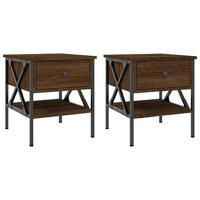 Nachtkastjes 2 st 40x42x45 cm bewerkt hout bruin eikenkleur - thumbnail