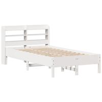 Bedframe zonder matras massief grenenhout wit 75x190 cm - thumbnail