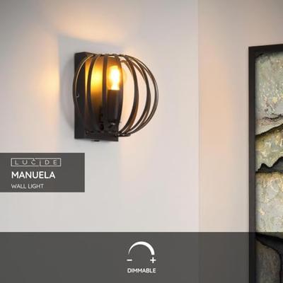 Lucide MANUELA - Wandlamp - 1xE14 - Zwart