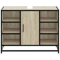 Wastafelkast 80x33x60 cm bewerkt hout sonoma eikenkleurig - thumbnail