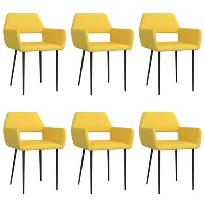 vidaXL Eetkamerstoelen 6 st stof geel vidaXL Eetkamerstoelen 6 st stof geel