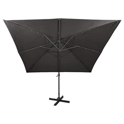 VidaXL Zweefparasol met paal en led-verlichting 300 cm antracietkleur