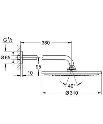 GROHE Rainshower Cosmopolitan 310 Hoofddouche - 31cm - 1 straalsoort - wanddarm 38cm - supersteel 26066dc0 - thumbnail