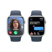 Apple Watch Series 9 (GPS 45 mm) Smartwatch - Kast van zilverkleurig aluminium - Stormblauw sportbandje M/L. Conditie bijhouden, Saturatie-app en Ecg-app, Always-on Retina-display, waterbestendig - thumbnail