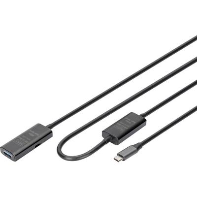 Digitus DA-73111 USB-kabel USB 3.2 Gen1, USB 3.2 Gen1, USB 3.0 USB-C, USB-C stekker, USB-A bus 10.00 m Zwart Actief met signaalversterking, Stekker past op Digitus DA-73111 USB-kabel USB 3.2 Gen1, USB 3.2 Gen1, USB 3.0 USB-C, USB-C stekker, USB-A bus 10.00 m Zwart Actief met signaalversterking, Stekker past op