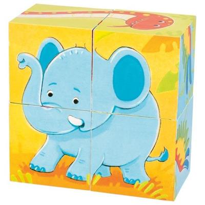 Goki houten blokpuzzel wilde dieren, 4st.