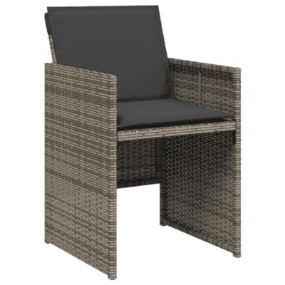 11-delige Tuinset met kussens poly rattan grijs