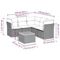 6-delige Loungeset met kussens poly rattan beige - thumbnail