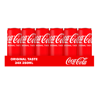 Coca-Cola frisdrank, sleek blik van 25 cl, pak van 24 stuks