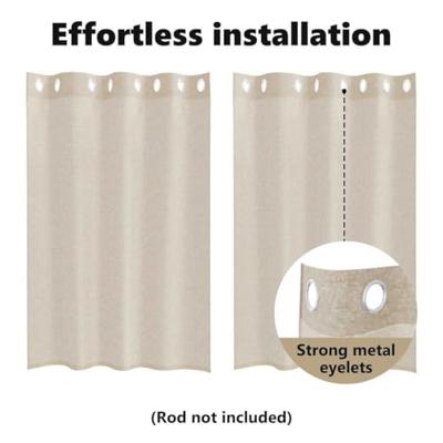 Voile Gordijn met gordijnen 2 pcs Zand 140 x 140 cm Polyester