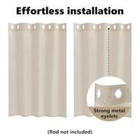 Voile Gordijn met gordijnen 2 pcs Zand 140 x 140 cm Polyester - thumbnail