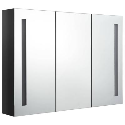 Badkamerkast met spiegel en LED 89x14x62 cm glanzend zwart