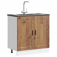 Spoelbakonderkast Porto 80x46x81,5 cm bewerkt hout oud hout - thumbnail