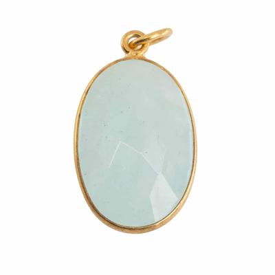 Edelsteen Hanger Ovaal Rust - Aquamarijn - 925 Zilver & Verguld (20