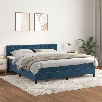 Boxspring met matras fluweel donkerblauw 160x200 cm