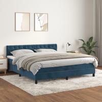 Boxspring met matras fluweel donkerblauw 160x200 cm - thumbnail