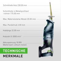 Festool RSC 18 EB-Basic 576947 Accu-reciprozaag 18 V - thumbnail