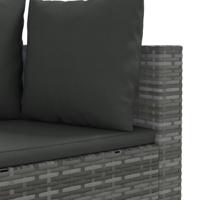 4-delige Loungeset met kussens poly rattan grijs - thumbnail
