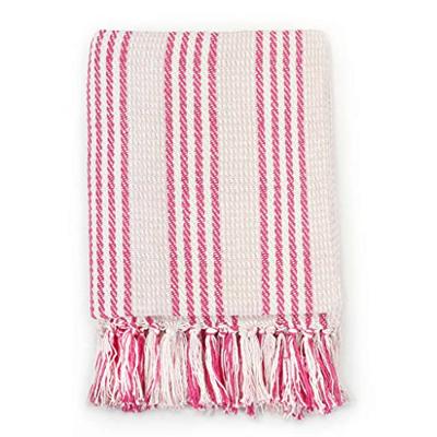 VidaXL Plaid strepen 125x150 cm katoen roze en wit
