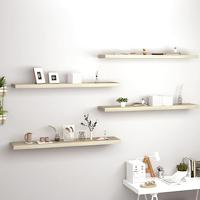 Wandschappen zwevend 4 st 120x23,5x3,8 cm MDF eikenkleurig - thumbnail