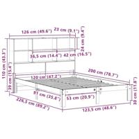 Bed met boekenkast zonder matras massief grenenhout 120x200 cm - thumbnail