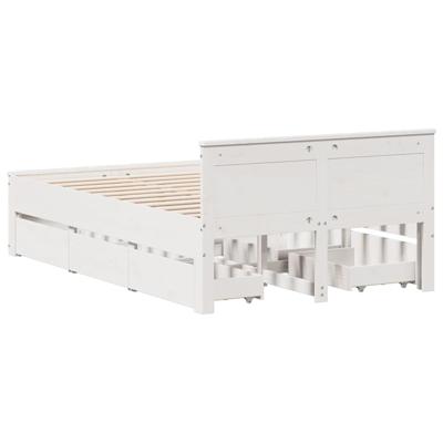 Bedframe zonder matras met hoofdbord grenenhout wit 140x190 cm