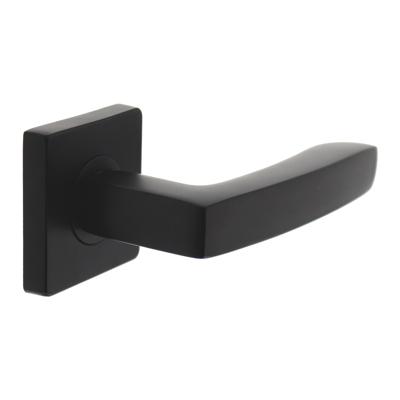 Gatdeel deurkruk Minos op vierkant rozet 7mm nokken mat zwart links wijzend Gatdeel deurkruk Minos op vierkant rozet 7mm nokken mat zwart links wijzend