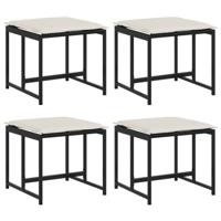 Tuinkrukken met kussens 4 st poly rattan zwart - thumbnail