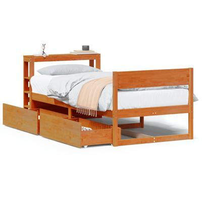 Bedframe zonder matras massief grenenhout wasbruin 120x200 cm