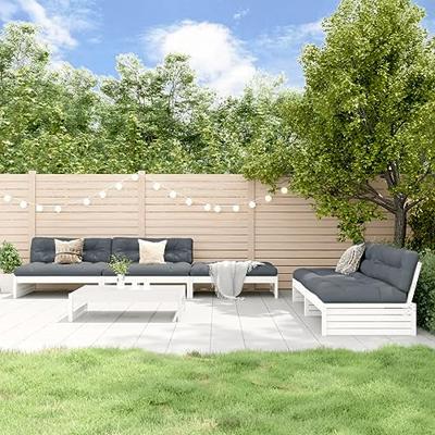 6-delige Loungeset met kussens massief hout wit