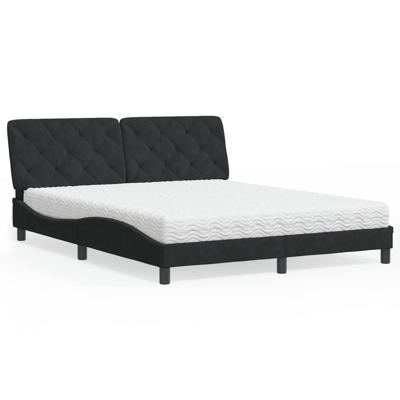 Bed met matras fluweel zwart 160x200 cm